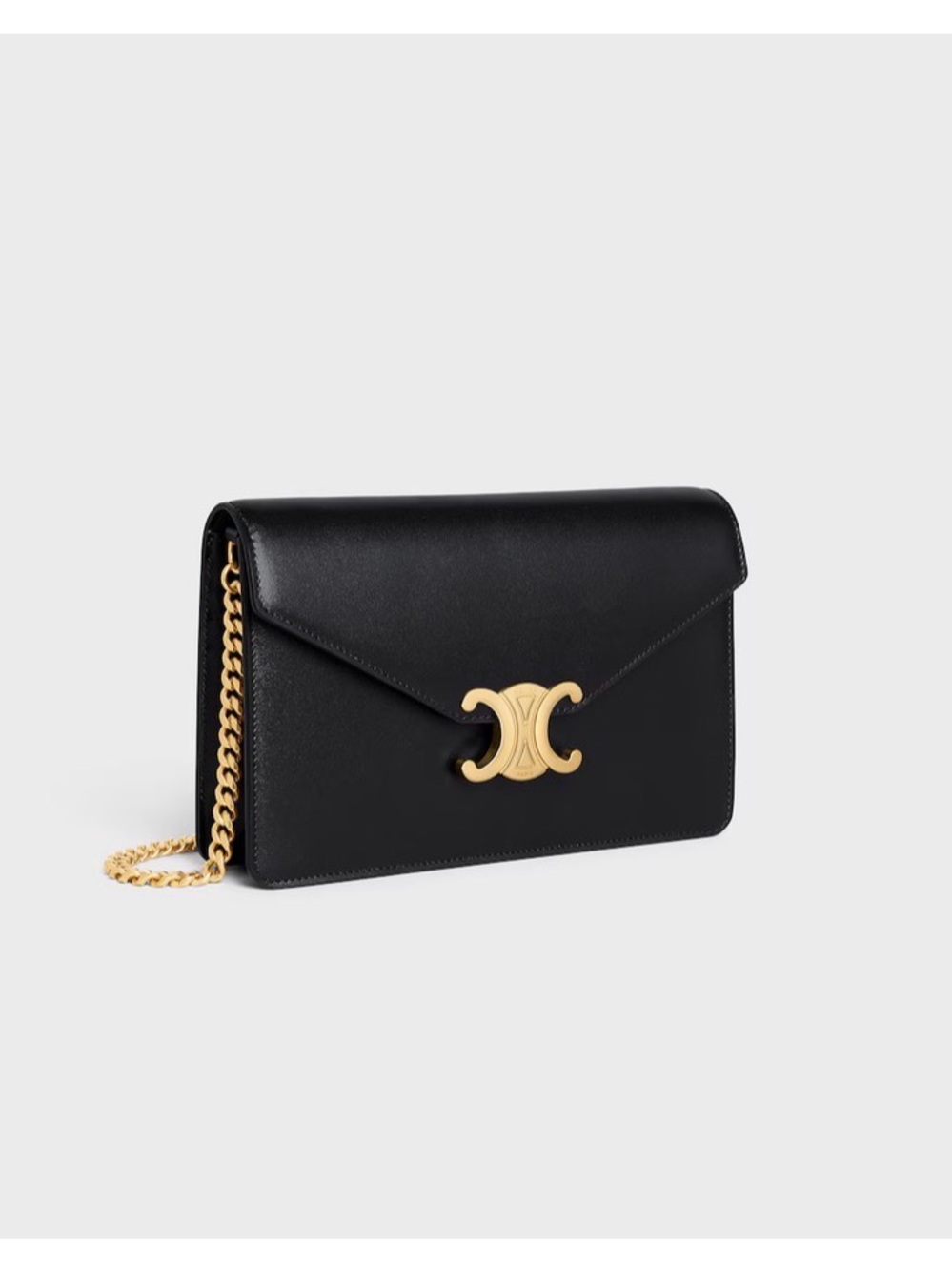 Celine Margo Chain wallet Black Leather Triomphe Crossbody with Gold Hardware - Picture 9 of 9